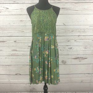 Art Class Green Hi-Lo Floral Lace Dress